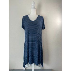 Soma women's small blue striped v-neck short‎ sleeve night gown pajama lounge